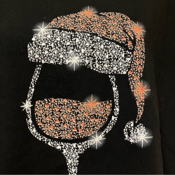 Santa Wine Glass Christmas Tee - Picture 3 of 8